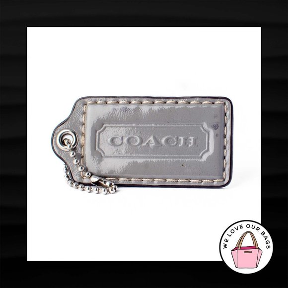 2.5" Large COACH GRAY PATENT LEATHER KEY FOB BAG CHARM KEYCHAIN HANGTAG TAG - Picture 1 of 1